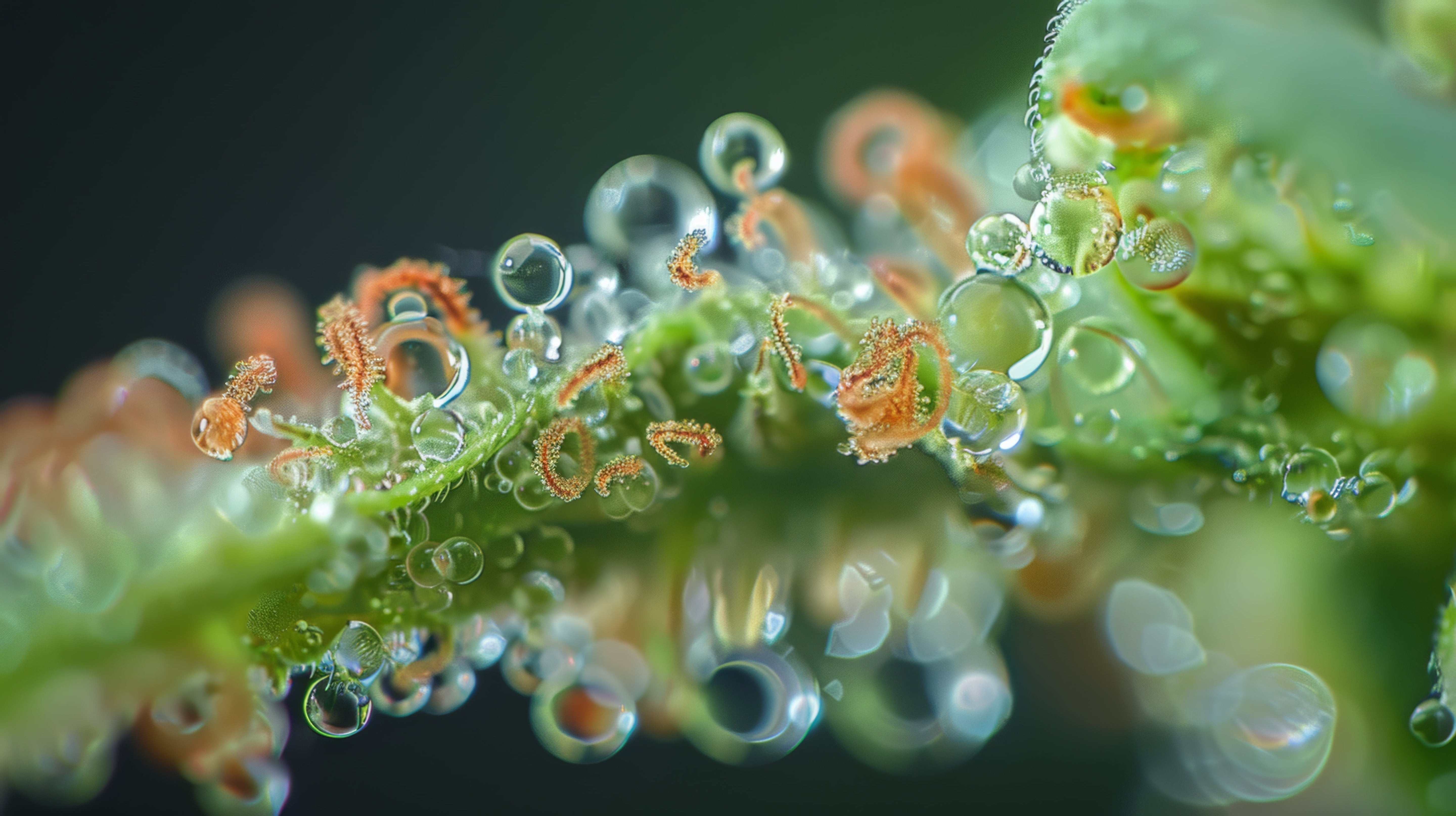 Close-up of cannabis showing its trichomes