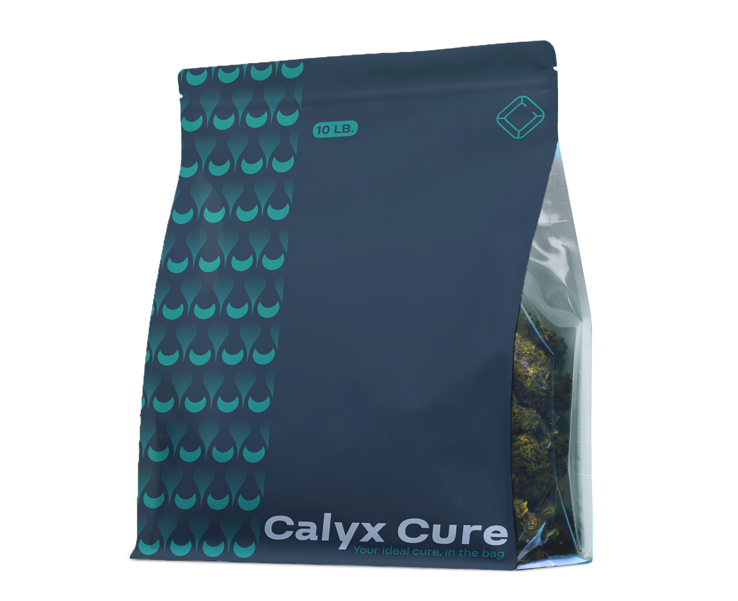 10lb Calyx Cure Bag for cannabis curing on transparent background