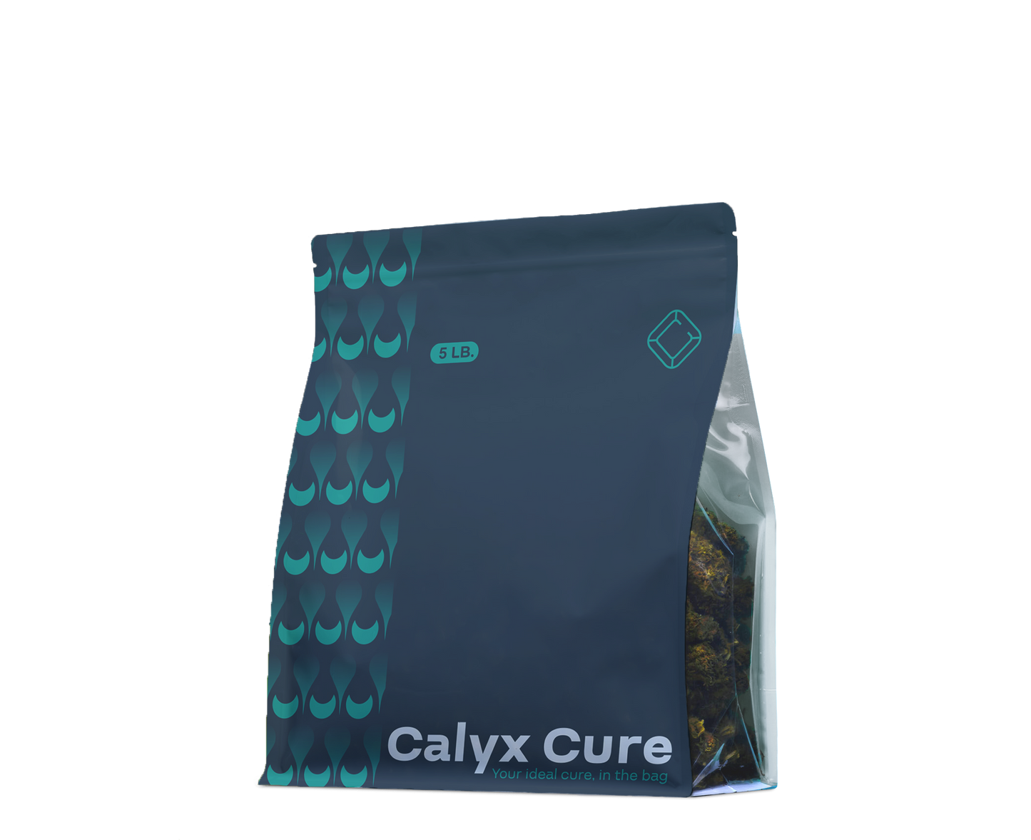 5lb Calyx Cure Bag for cannabis curing on transparent background