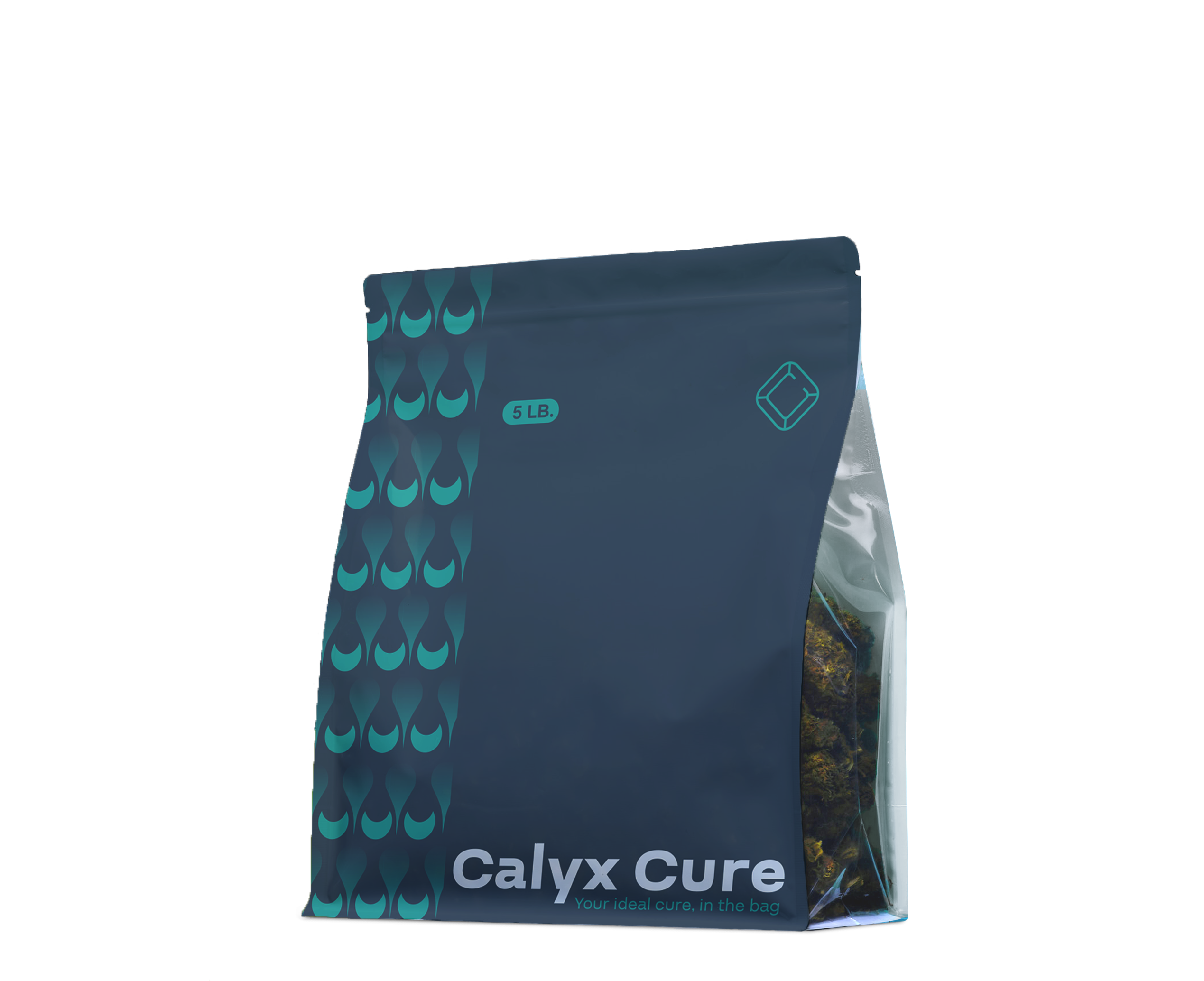 5lb Calyx Cure Bag for cannabis curing on transparent background