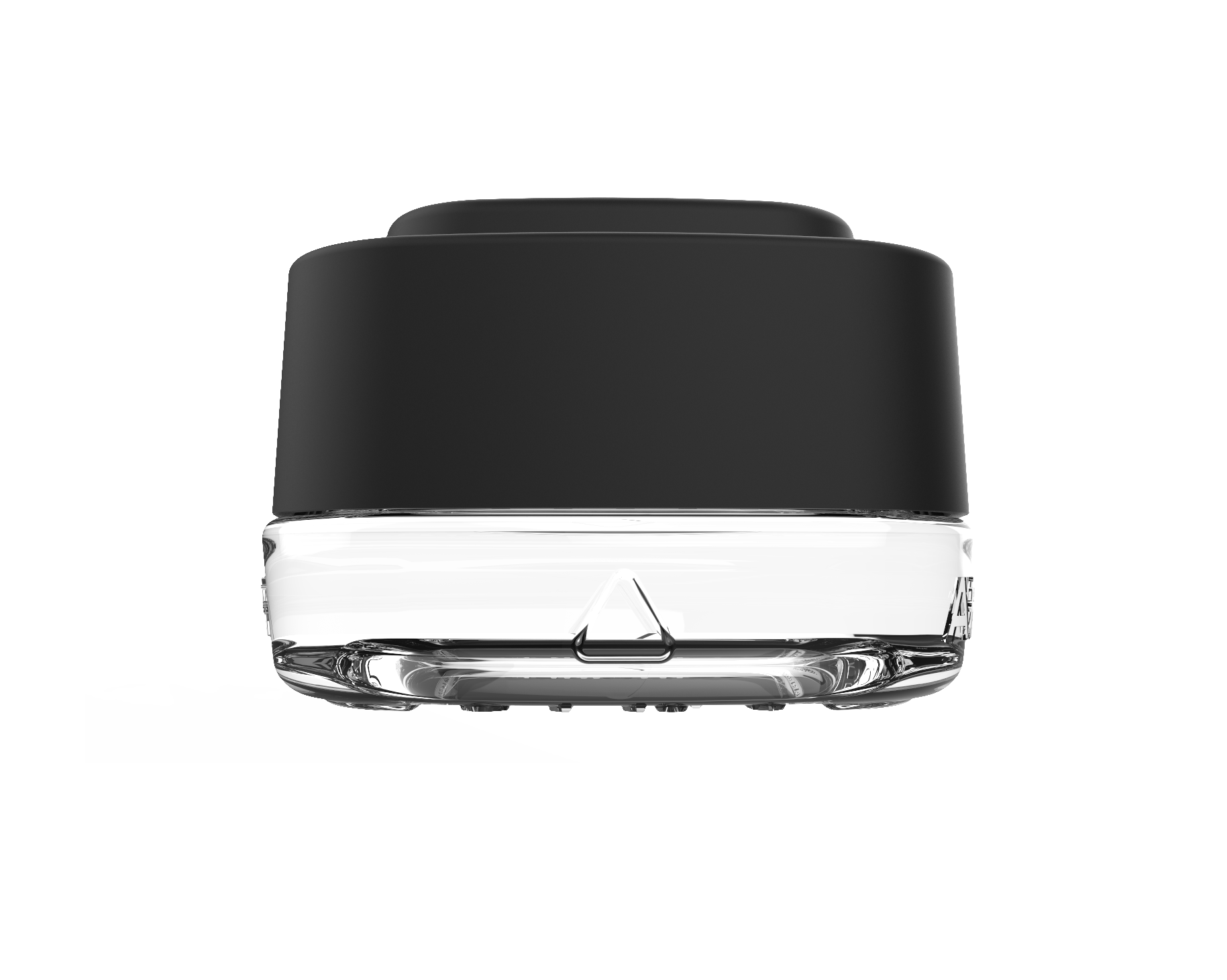 Clear concentrate jar with black lid