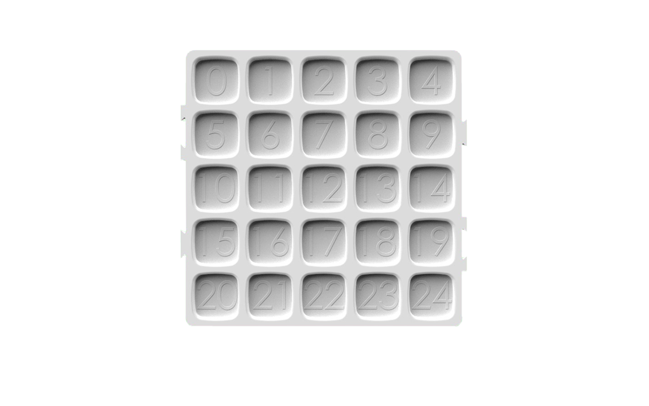 Calyx Containers 25D White Tray Insert for cannabis packaging inventory management.