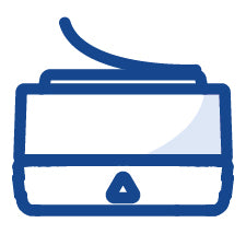 Blue icon of a calyx concentrate containers on a white background.