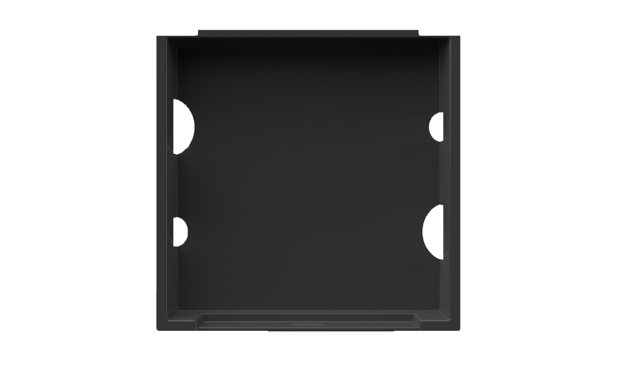Calyx Containers Black Tray for cannabis packaging inventory management.