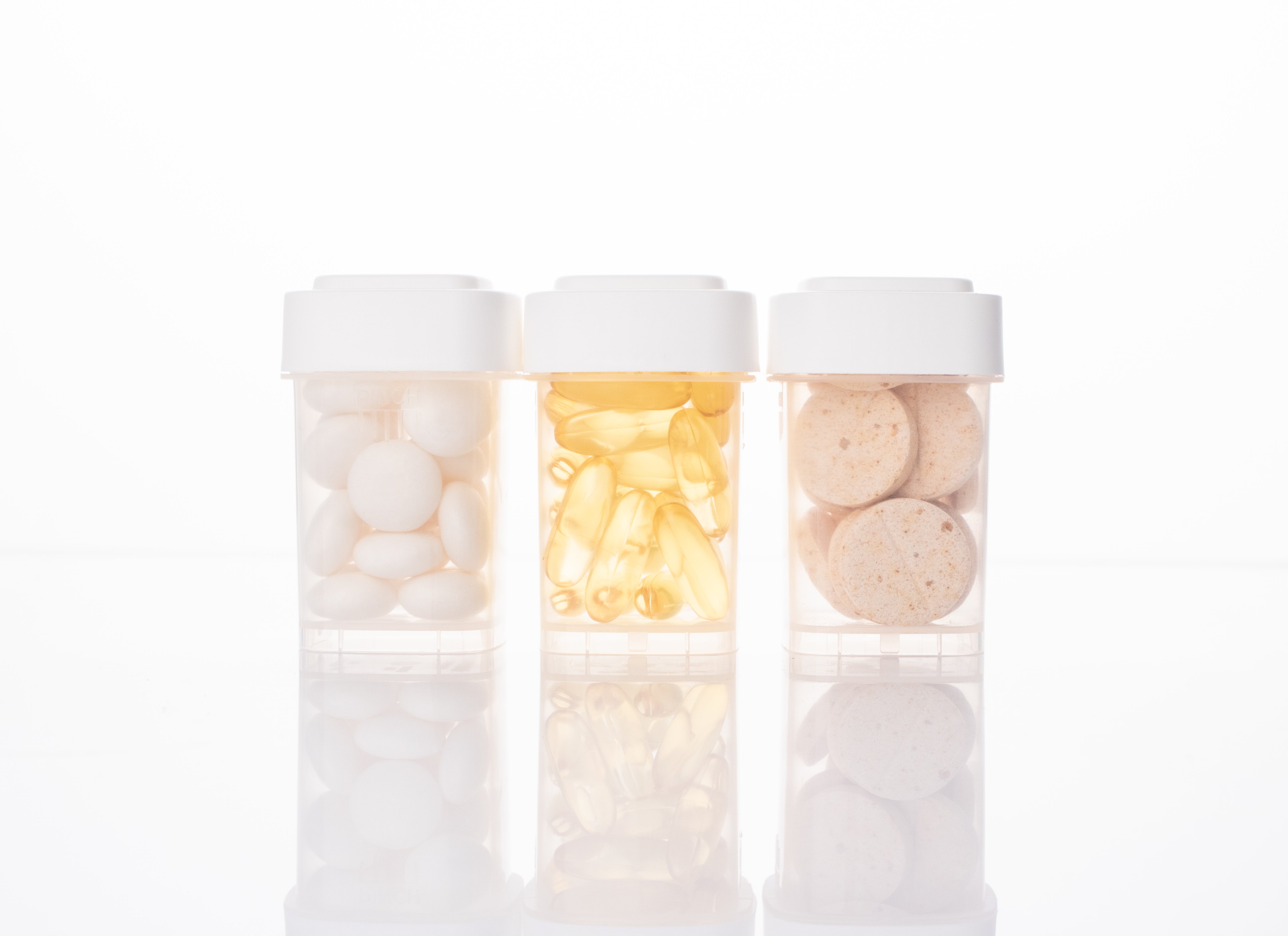 Three Clear Calyx Drams for packaging