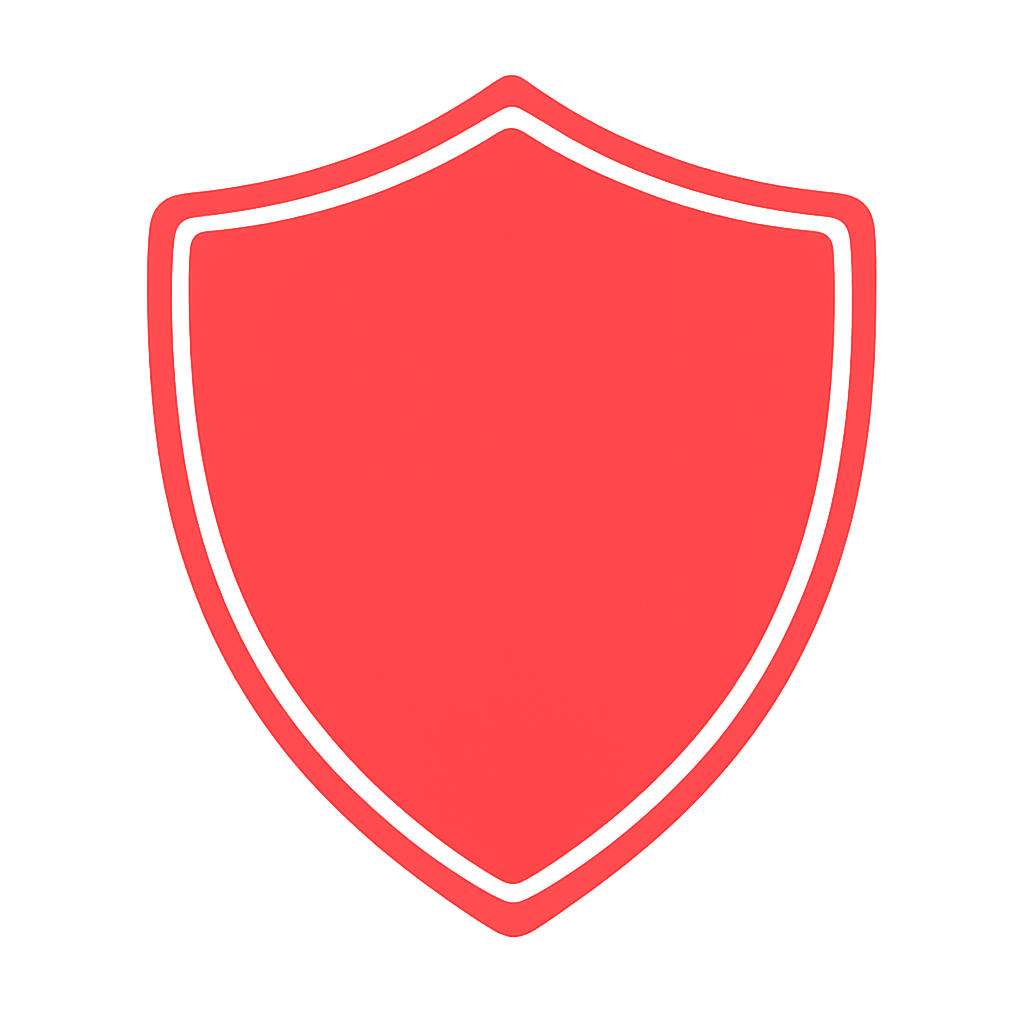 Red shield icon on a white background