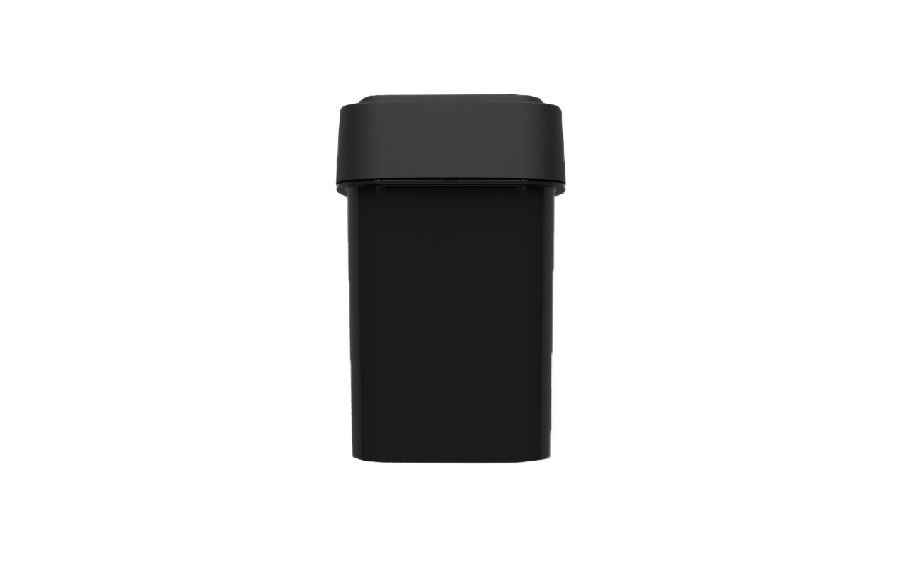 Calyx Containers Black 145D Dram for cannabis packaging with black lid.