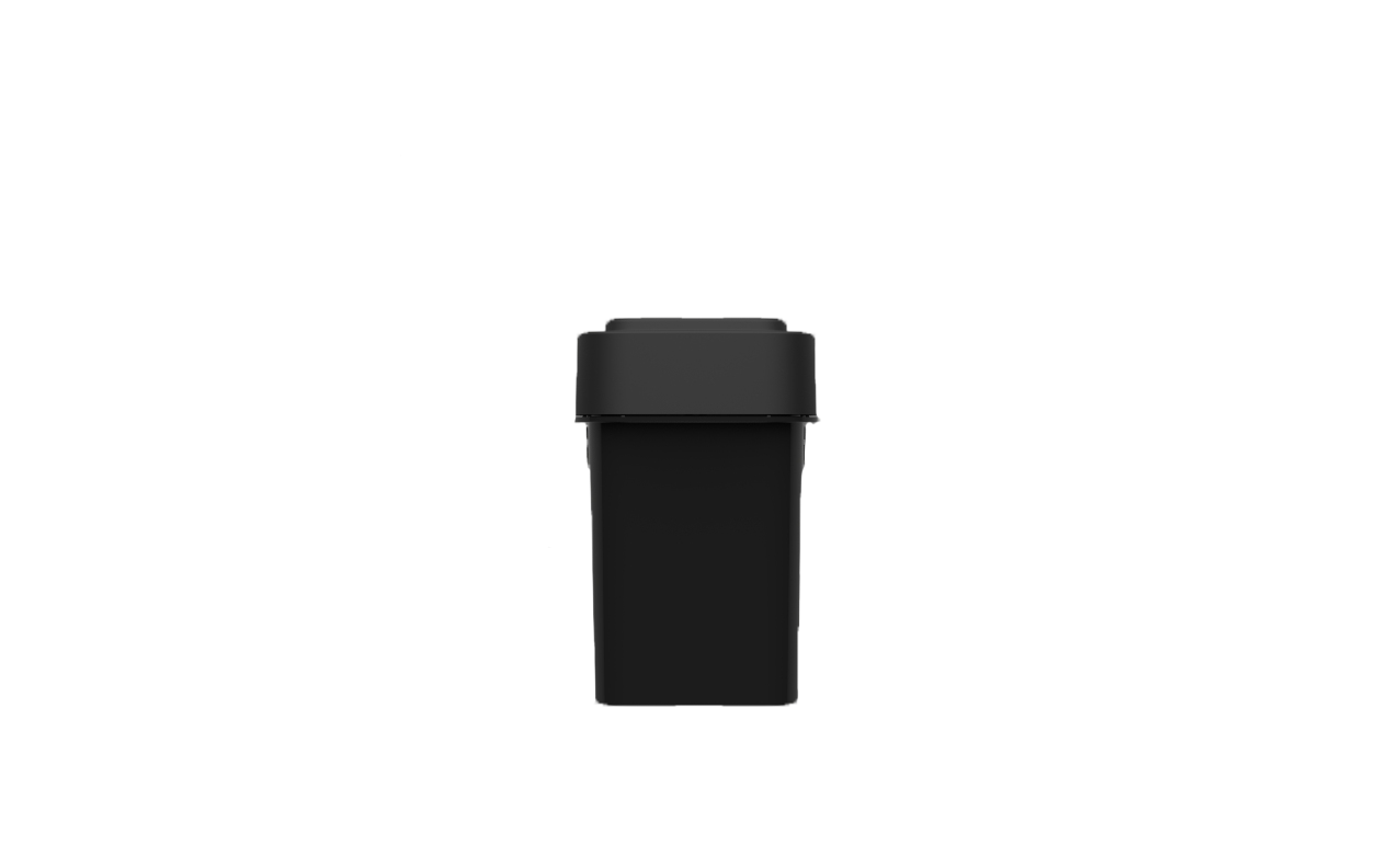 Calyx Containers Black 45D Dram for cannabis packaging with black lid.