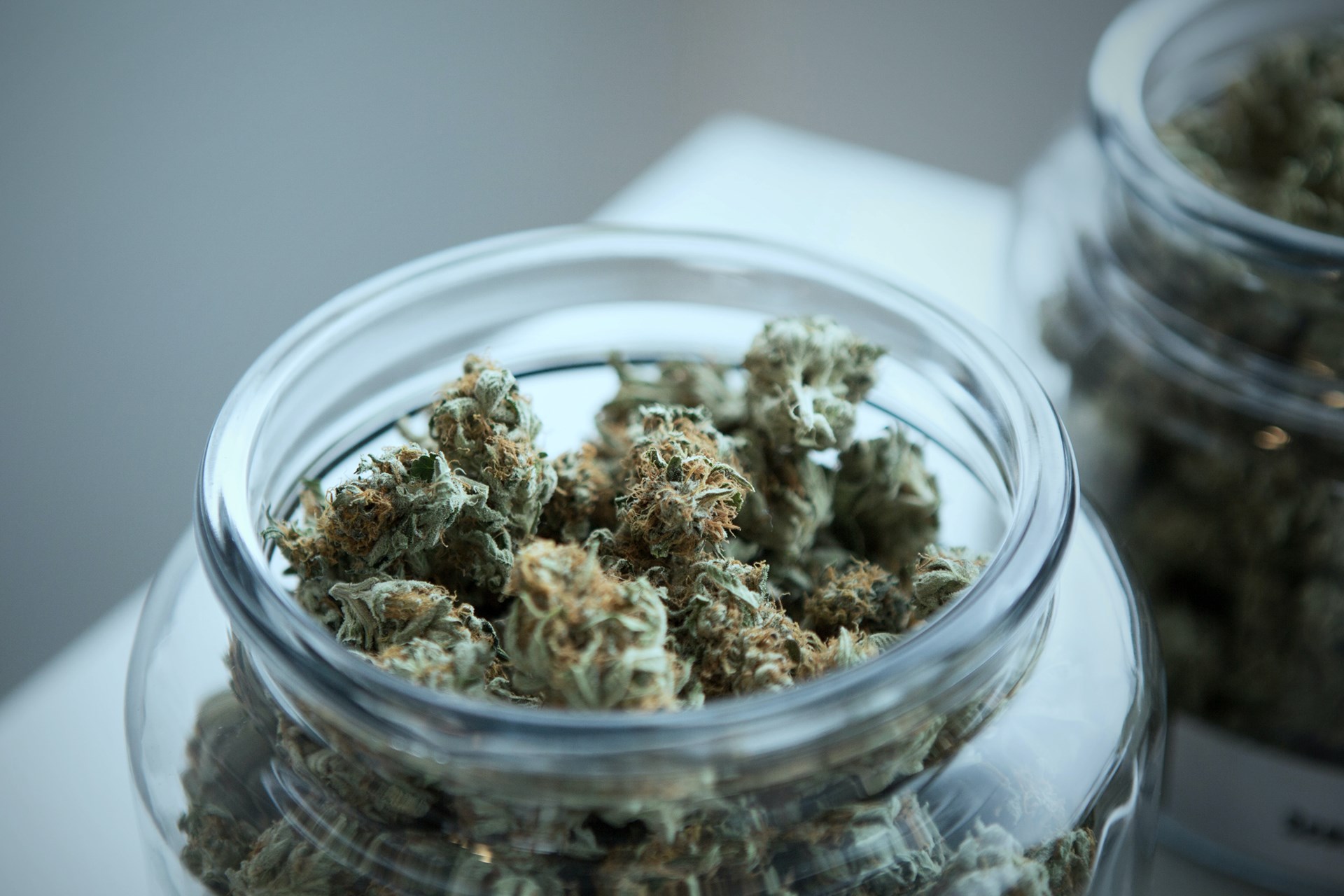 Mason jar filled with cannabis flower