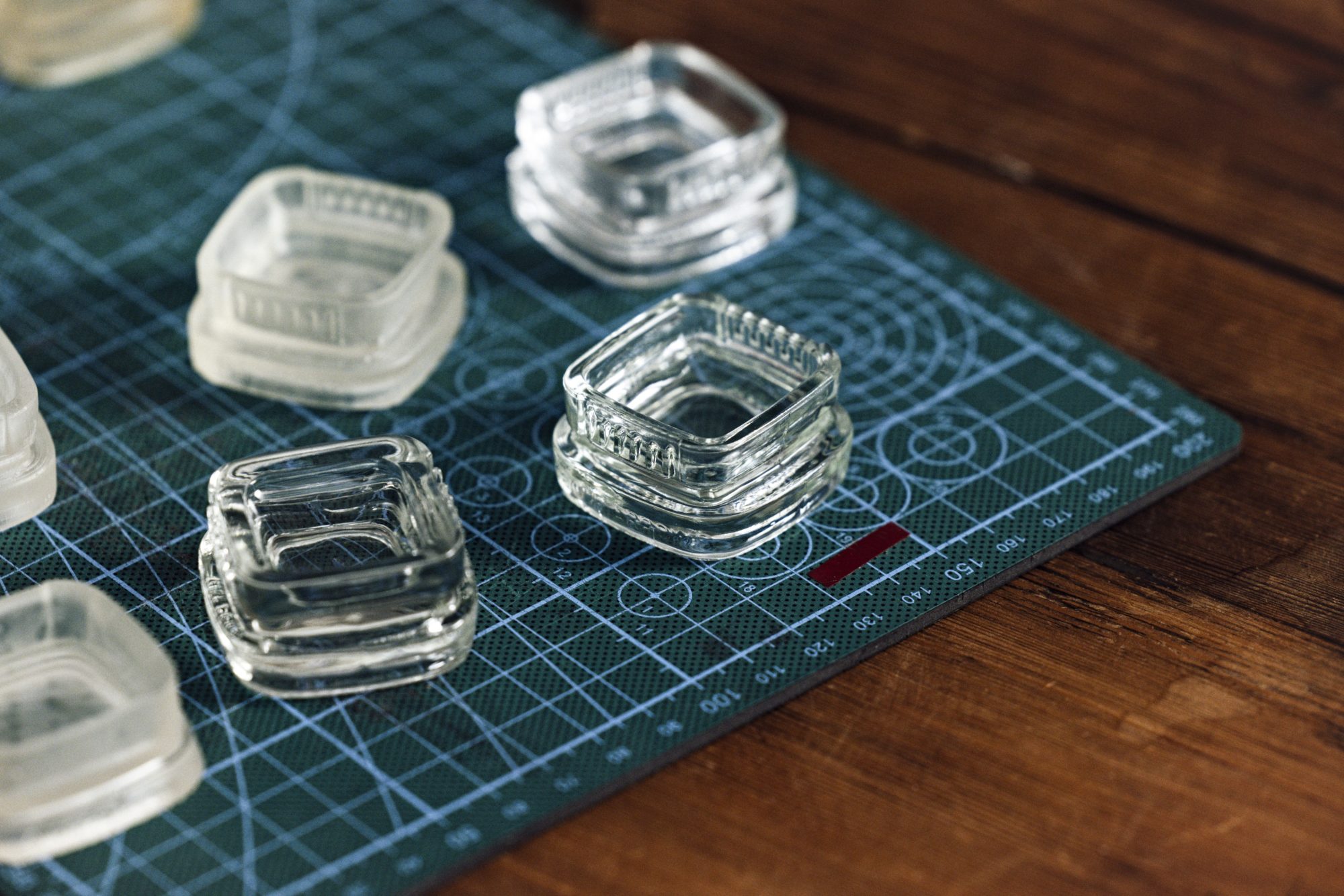 Empty Calyx concentrate containers on a table